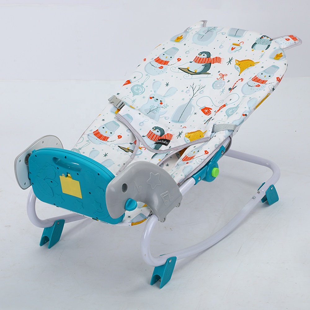 Carinokids Portable Multifunctional Relaxing Rocking Chair Infant Rocker Baby Bouncer With Music Toy Stand