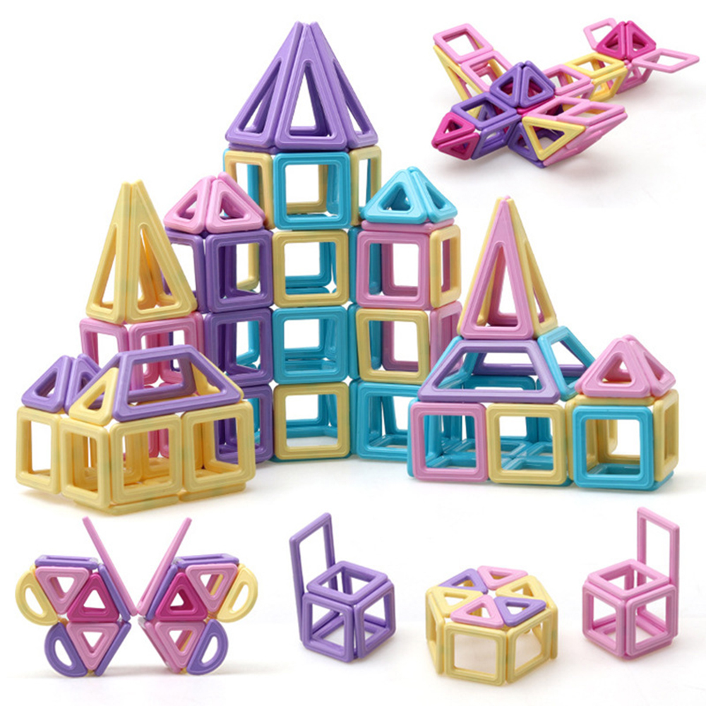 Wholesale Educational Toy Magnet Diy Set Magnetic Tiles Plastic ABS Macaron Stem 3d Building Blocks For Kids Toddlers Boys Girls