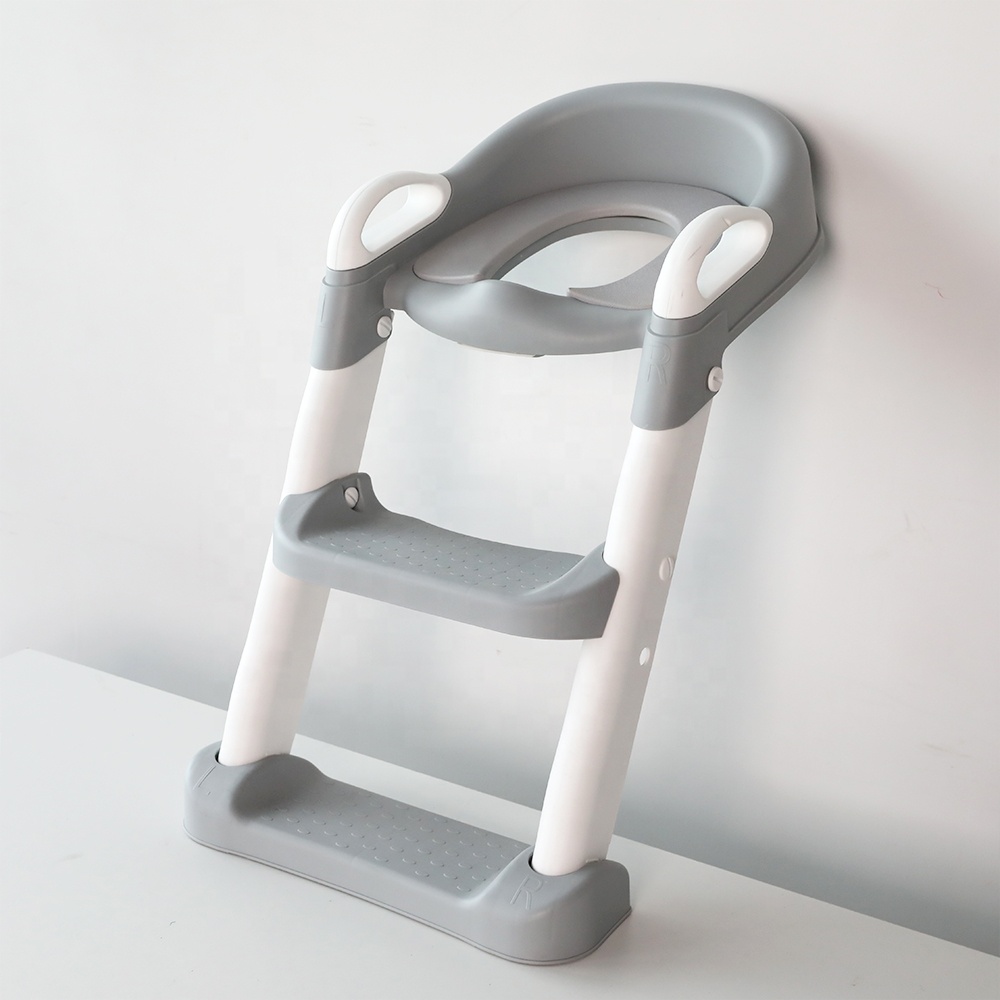 Adjustable Foldable Splash Guard Toddler Baby Potty Training Seat With Step Stool Ladder Anti-slip pads