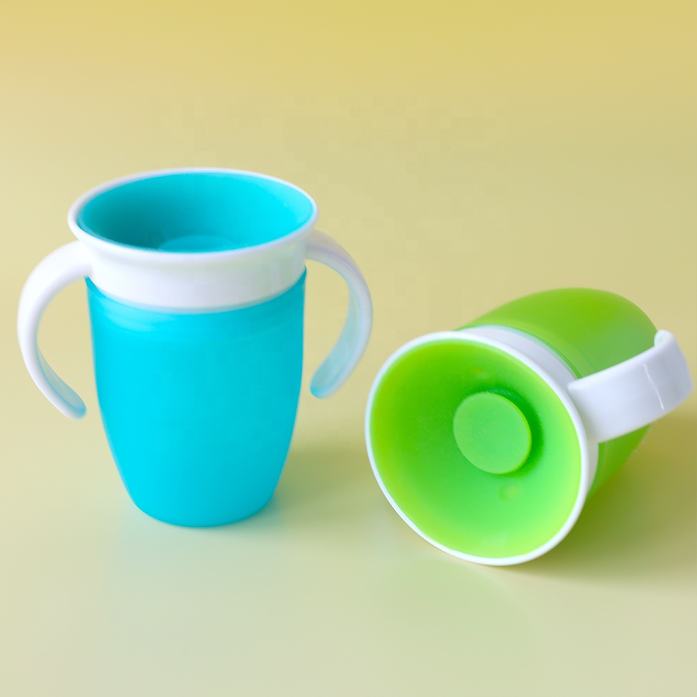 240ml Silicone Material 360 Degree Leakproof Baby Drinking Trainer Sippy Cup for Baby Color Box Standard BPA Free Animal Pattern