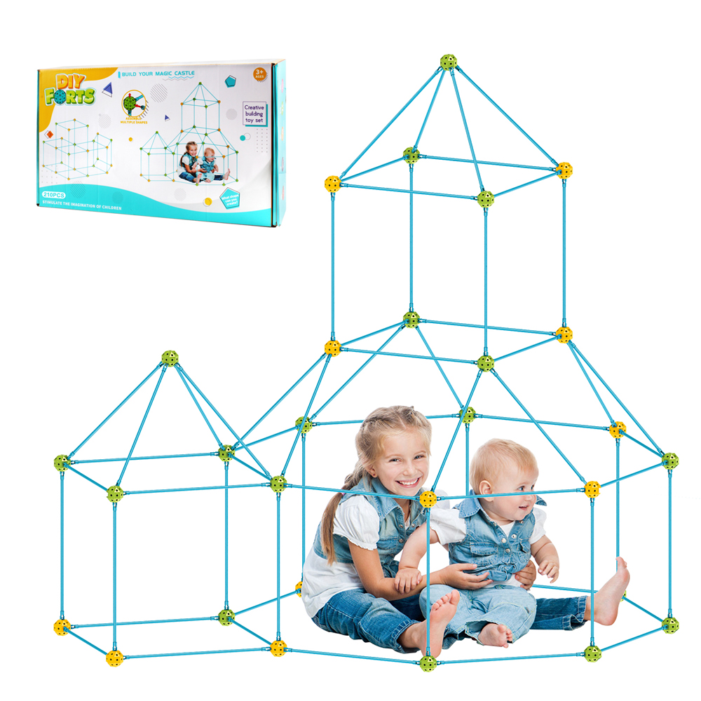 Indoor Children Educational Toys Plastic Creative Play House Castles DIY Magic Fort Building Kit Toy Tent With blanket For  Kids