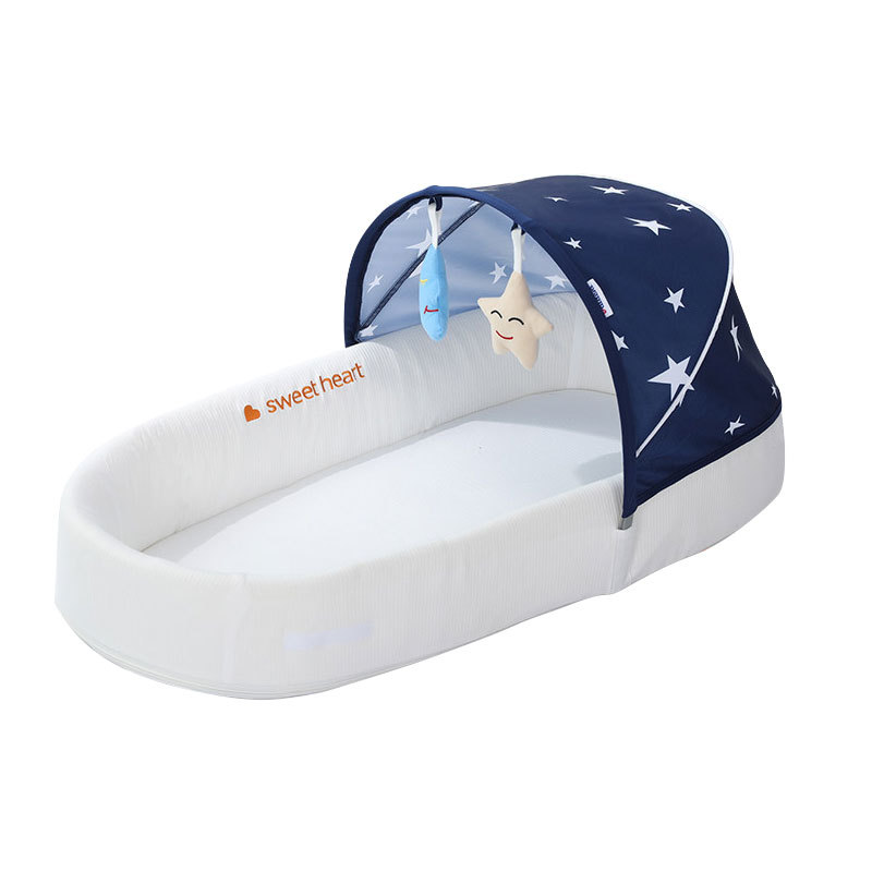 Folding Organic Cotton Cribs Infant Sleeper Portable Foldable Baby Travel Sleeping lounger Nest Bed With Umbrella Mosquito Net