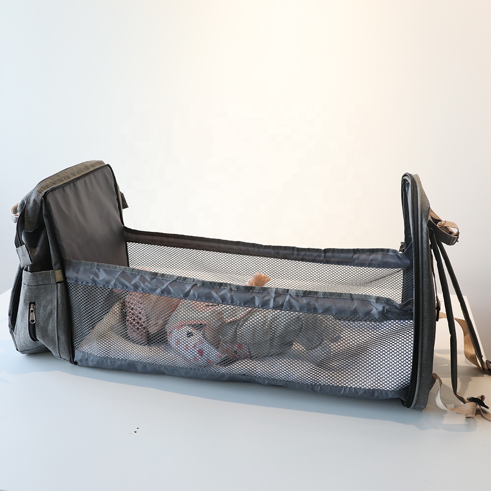 Wholesale Fashion Multifunction Waterproof Large Capacity Mommy Baby Diaper Bag Backpack Carton Polyester Backpack for Mom Solid
