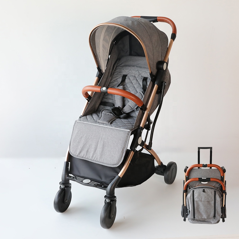 Foldable Convenient One-hand Fold Storage Basket Multi-Position Recline Lightweight Toddler Baby Pram Stroller for Travel