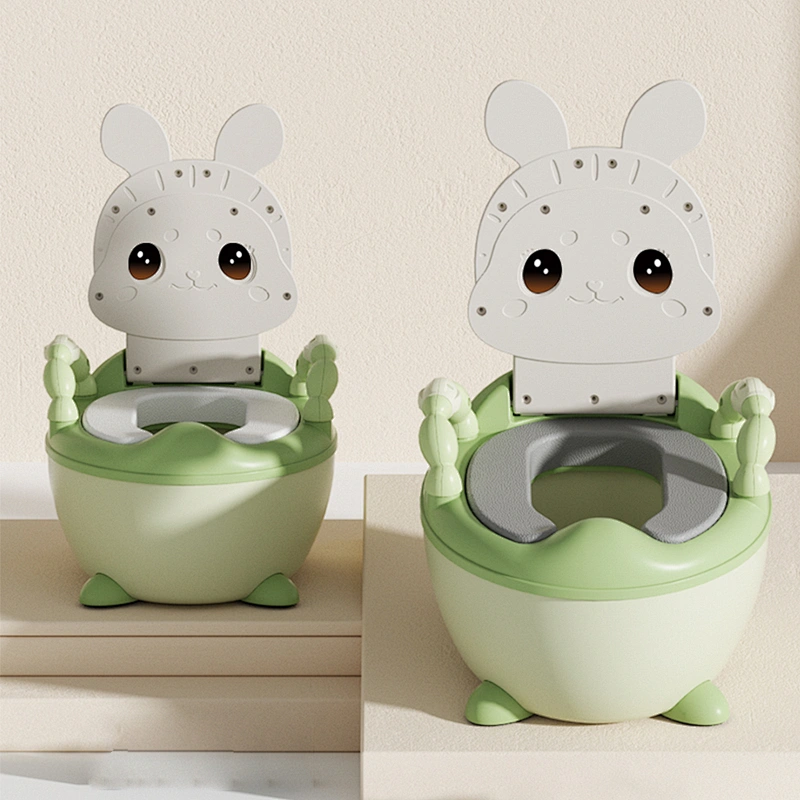 2023 Foldable Portable Plastic Rabbit Shape Splash Guard Toddler Baby Potty Training Toilet Seat Chair with Non-Slip Rubber Mat