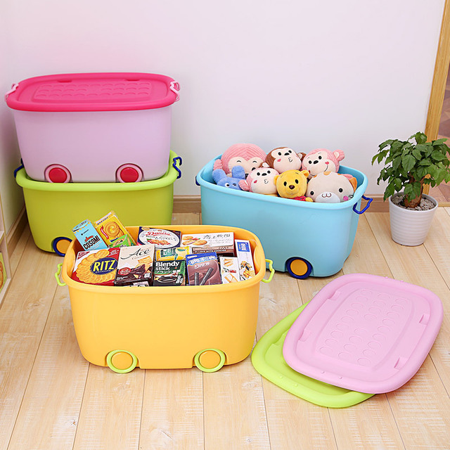 Custom Cartoon Colourful  Box Eco-friendly Multi-function Modern Folding Plastic Storage Boxes Bins For Children Kids Toys