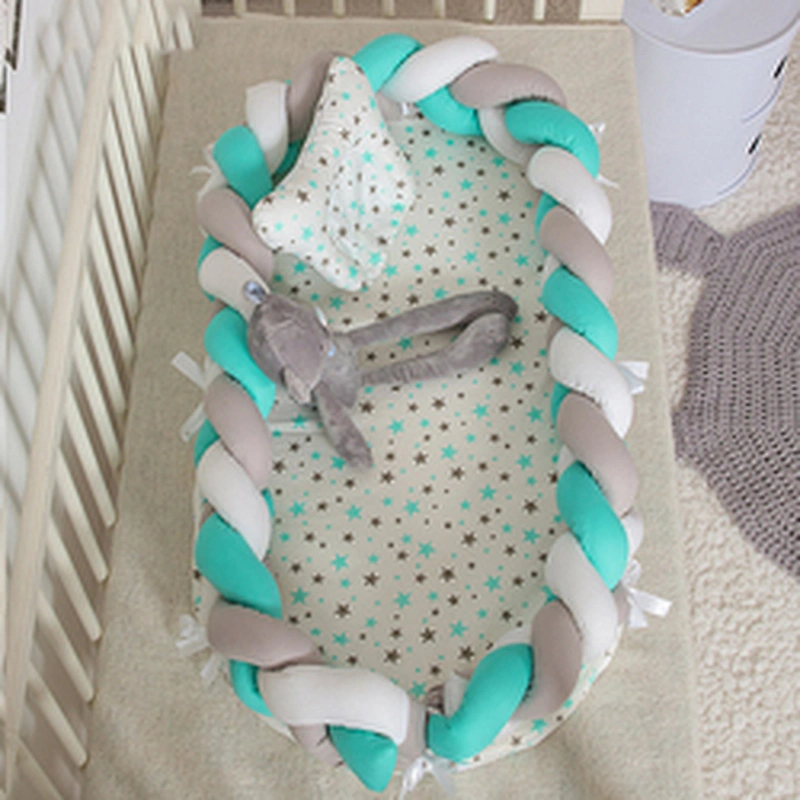 Handmade Braided Knit Detachable Bumper Soft 100% Cotton Breathable Fiberfill sleeper baby lounger nest bed for Crib Bassinet