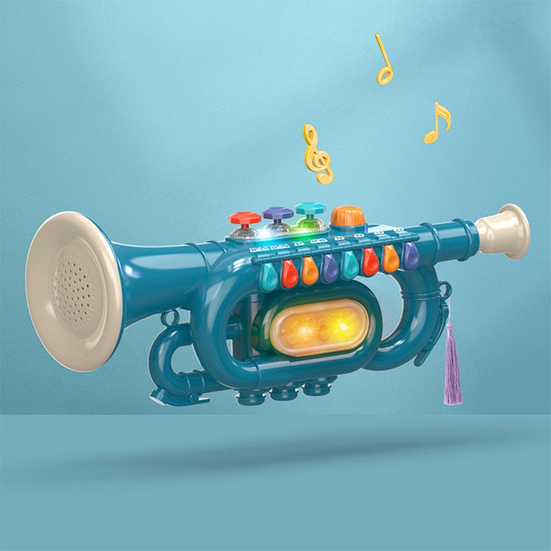 Multi-function Playable Cartoon Educational Electronic Kids Musical Instruments Kids plastic toy trumpet for learning playing