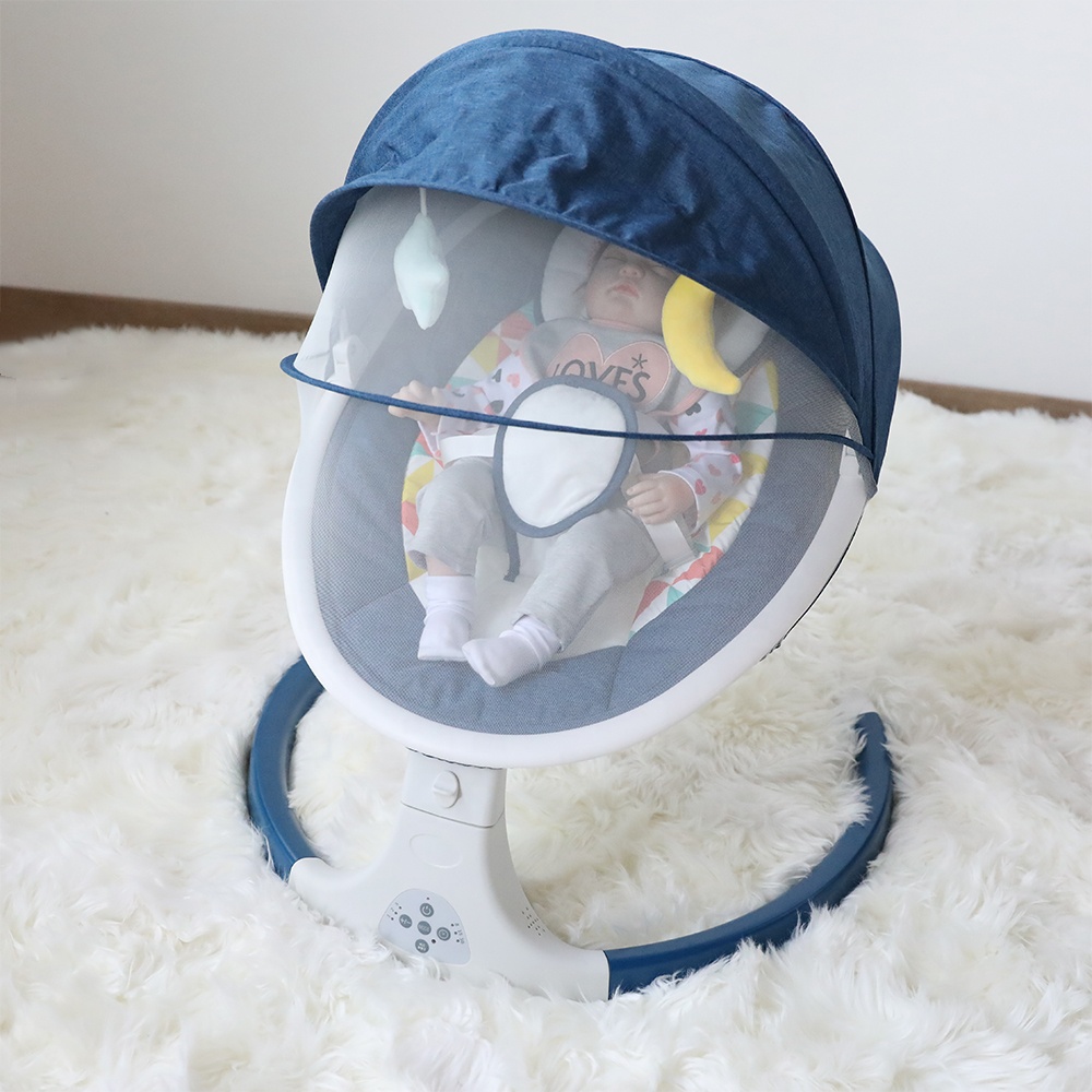 Aluminum Alloy Base Indoor Remote Control Automatic Electric Infant Bouncer Rocker Baby Swing Chair With Blue Tooth Music
