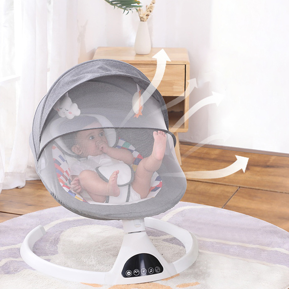 Multifunctional Ergonomic Mesh Fabric Backrest Adjustable Electric Vibrating Sleeping Infant Toddler Bouncer Baby Rocker