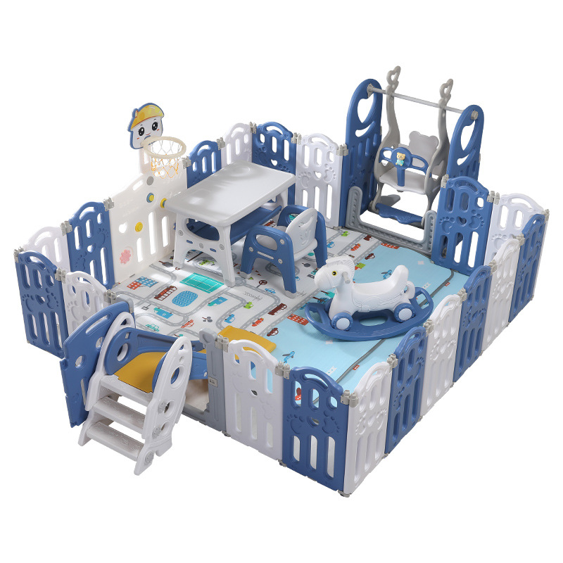 Carinokids Luxure Foldable Large Plastic Baby Fence Indoor Safety Play Yard Removable Baby Playpen With Playground Slide
