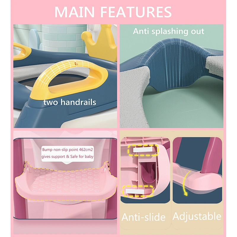Foldable Baby Potty Training Toilet Seat For Toddler Kids With Step Stool Ladder Soft PU Booster