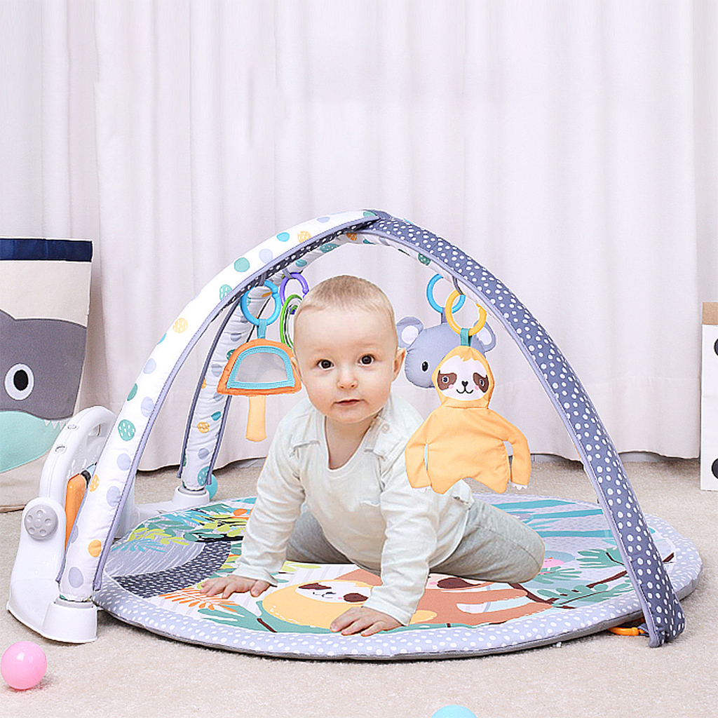 4 in 1 Washable Thicker Non-Slip Mini Newborn Tummy Time Activity Gym Baby Play Mat For Infant With Piano Music