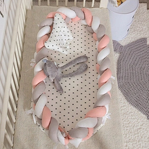 Handmade Braided Knit Detachable Bumper Soft 100% Cotton Breathable Fiberfill sleeper baby lounger nest bed for Crib Bassinet