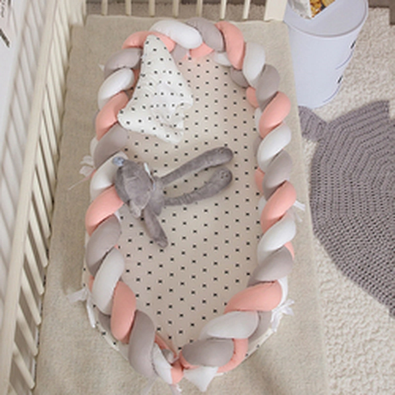 Handmade Braided Knit Detachable Bumper Soft 100% Cotton Breathable Fiberfill sleeper baby lounger nest bed for Crib Bassinet