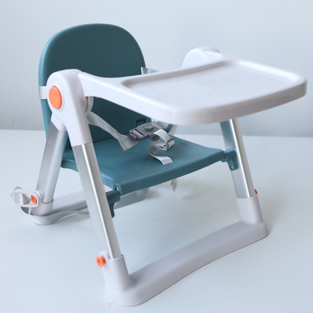 Portable Ergonomic Folding Baby Travel Chair Booster Seat With Removable Tray Adjustable Safety Belt For Kids Dining Feeding