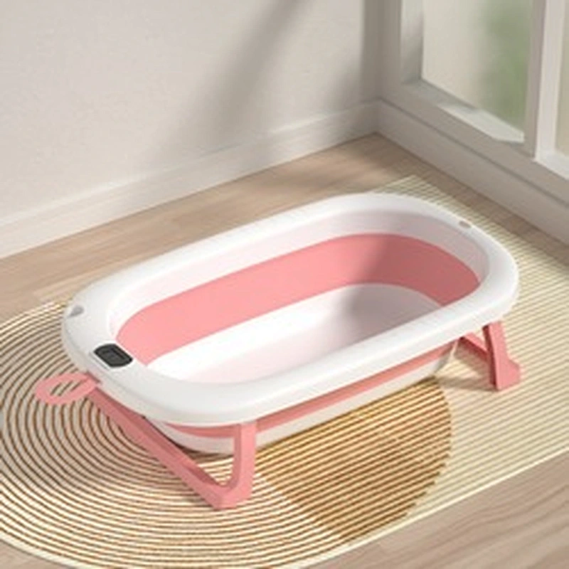 Durable Folding Plastic Collapsible New Born Baby Bathtub With Temperature Sensor Drain Hole