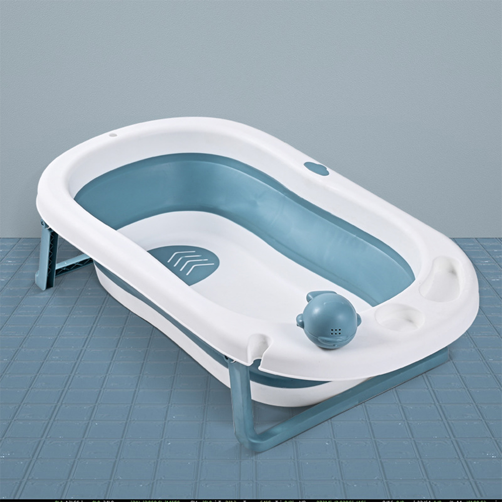 Easy Storage Portable Plastic Foldable Watering Folding Standing Newborn Baby Bath Tub With Stand Seat