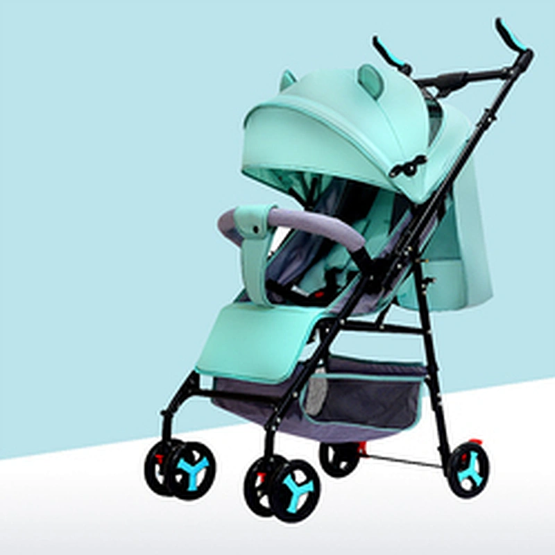 2023 Foldable Compact Convertible Multi-position Recline lightweight Travel Baby Pram Stroller With Large Storage Basket Canopy