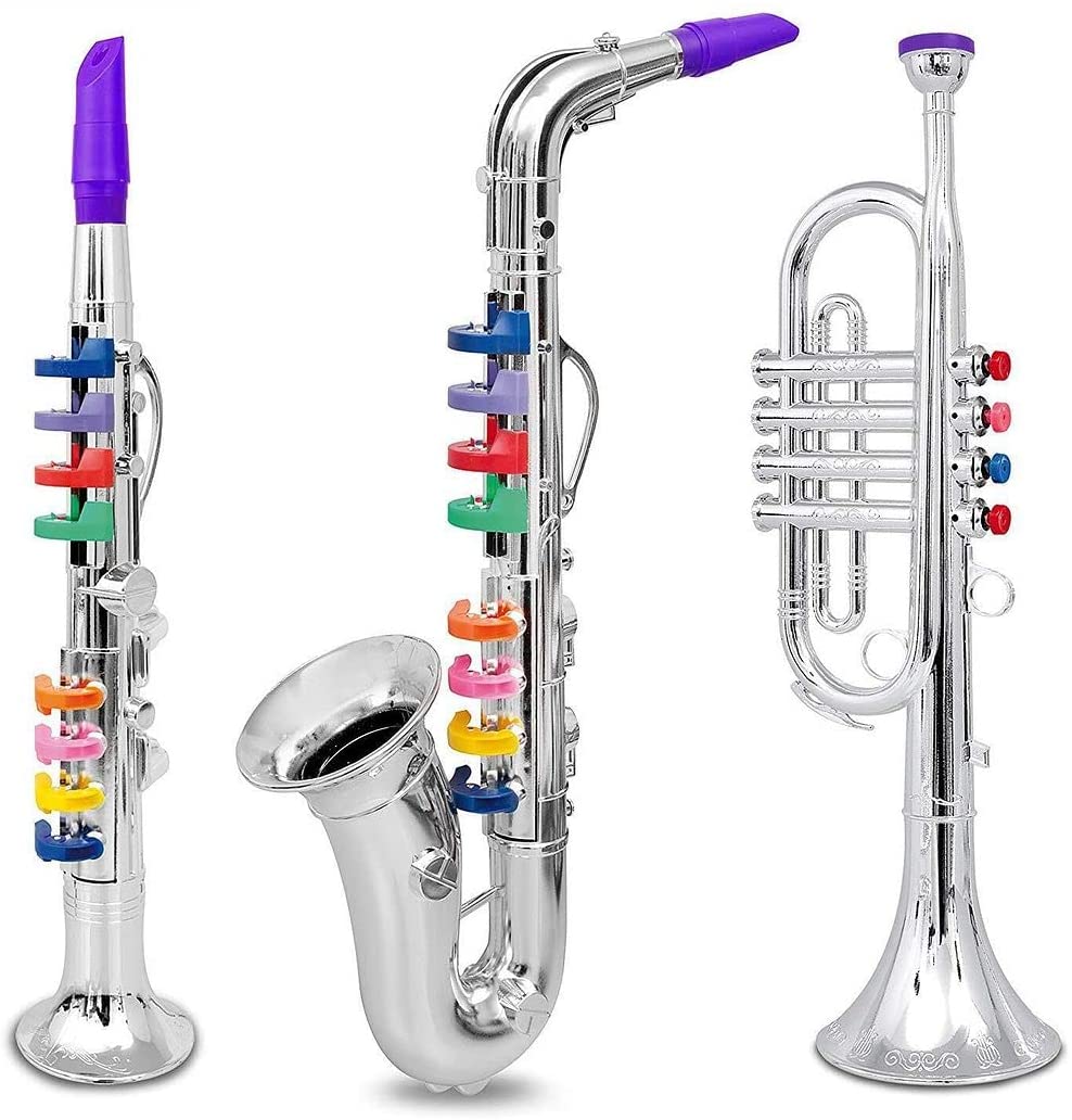 Plastic Emulation Electronic Saxophone Bugle Musical Instruments Set Toy for Children Educaitional Music Instrument Customized