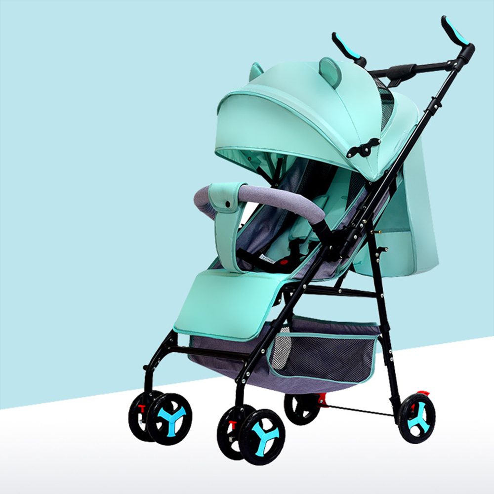 2023 Foldable Compact Convertible Multi-position Recline lightweight Travel Baby Pram Stroller With Large Storage Basket Canopy