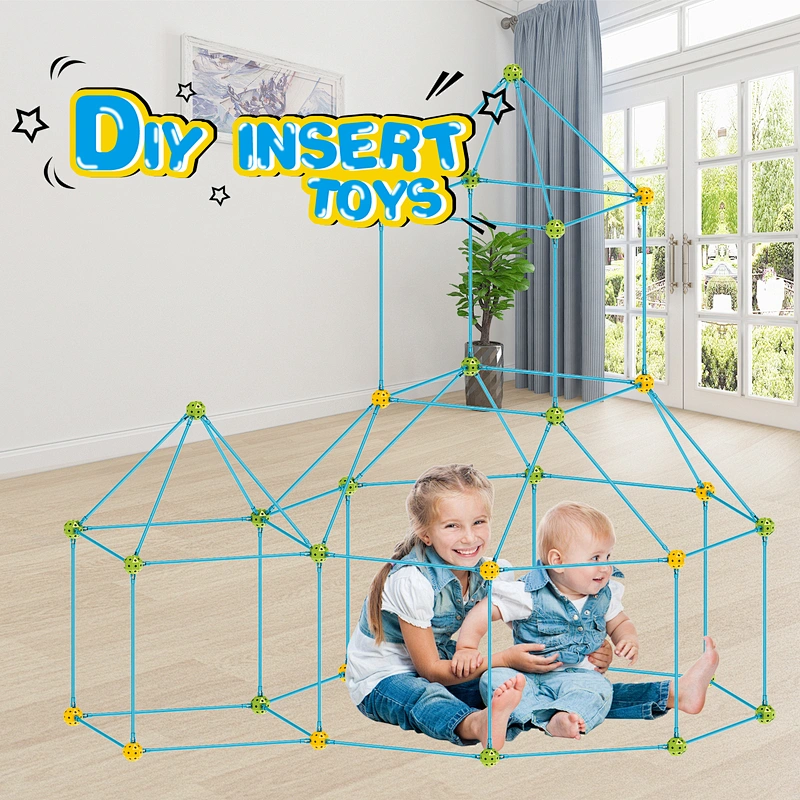 Indoor Children Educational Toys Plastic Creative Play House Castles DIY Magic Fort Building Kit Toy Tent With blanket For  Kids