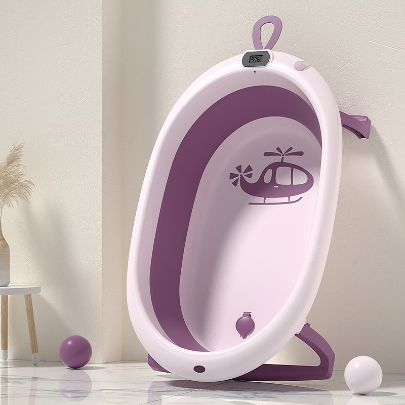 2023 Hot Sale Portable Foldable Bpa Free Non-slip Plastic Newborn Baby Bath Tub With Digital Temperature