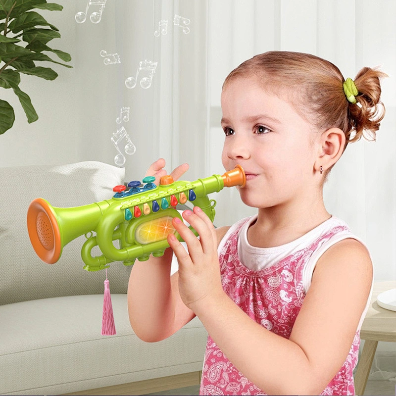 Multi-function Playable Cartoon Educational Electronic Kids Musical Instruments Kids plastic toy trumpet for learning playing