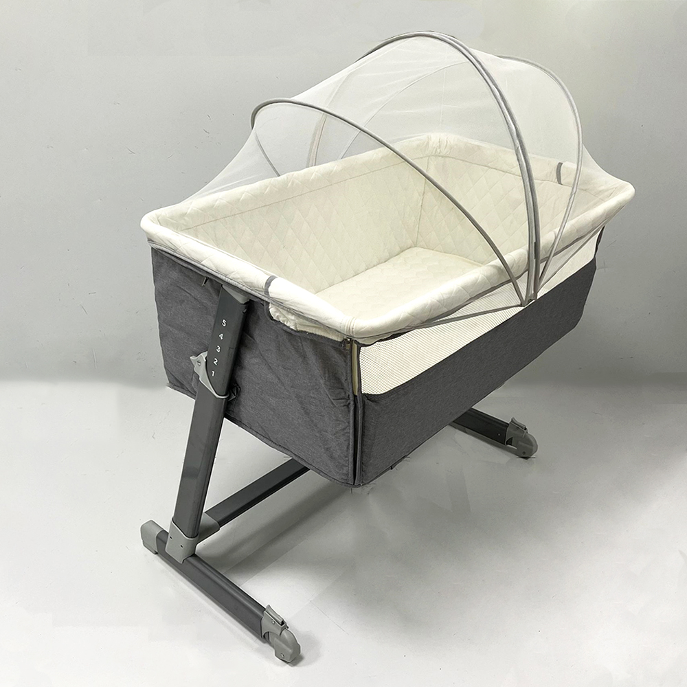 Portable Adjustment Height Breathable Mesh Infant Newborn Baby Bedside Bassinet Sleeper with Mosquito Net