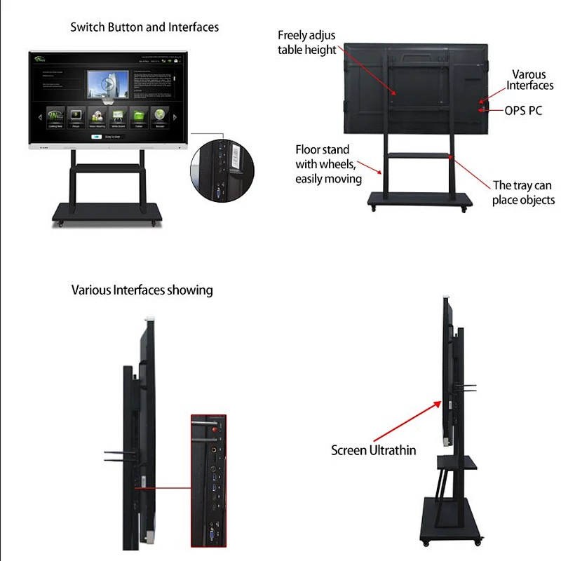 Hot Selling Wall Mount 75 Inch All-in-one Interactive Touch Screen Computer Digital Whiteboard