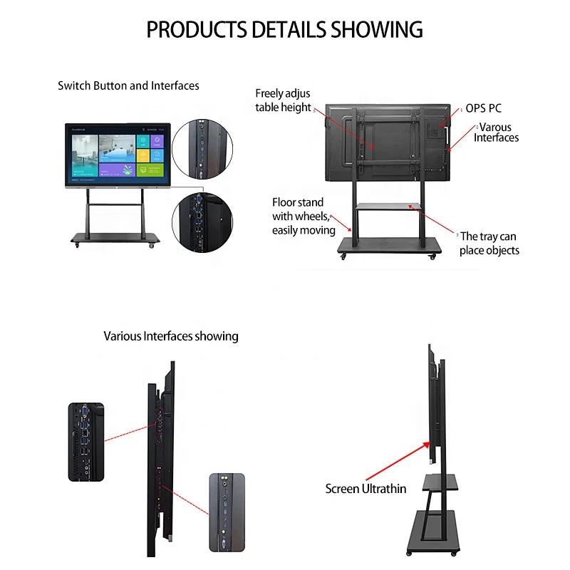 Hot Selling 55 Inch Wall Mounting Infrared Cheap Interactive Whiteboard Lcd Screen Display Monitor