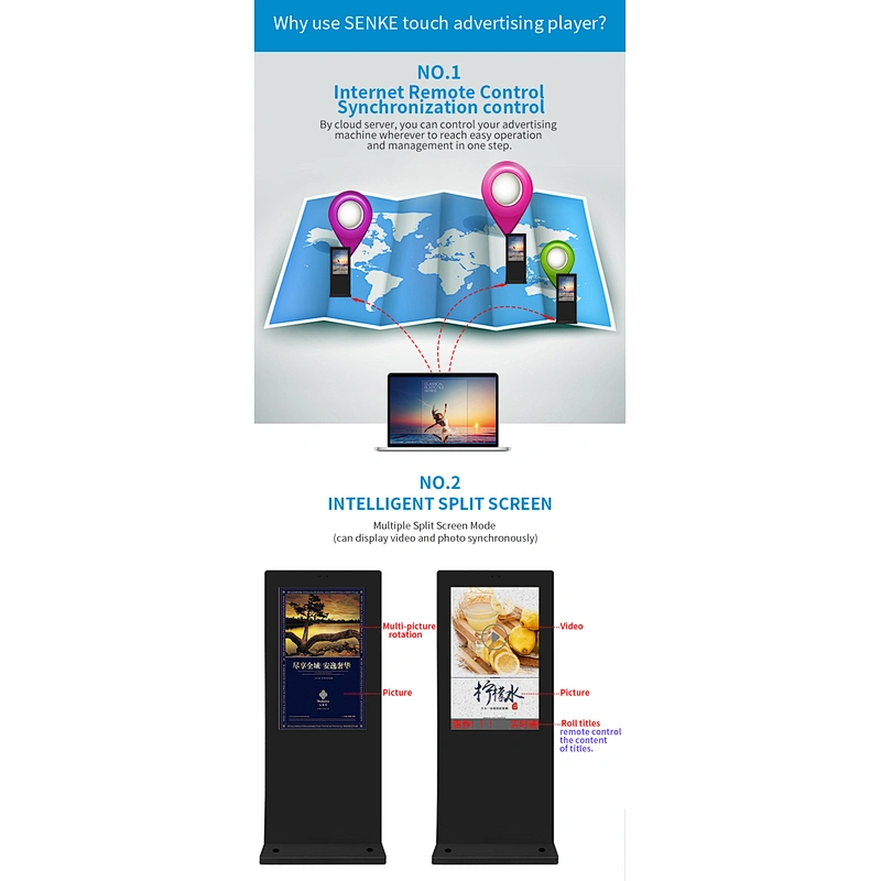 Senke 55 shopping mall advertising touch screen  Inch indoor advertising screen led street advertising