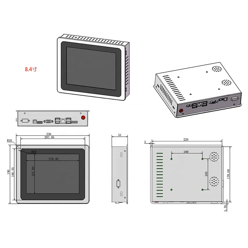 Popular Export 8.4 Inch Square Touch Screen Cheap Windows All In One PC