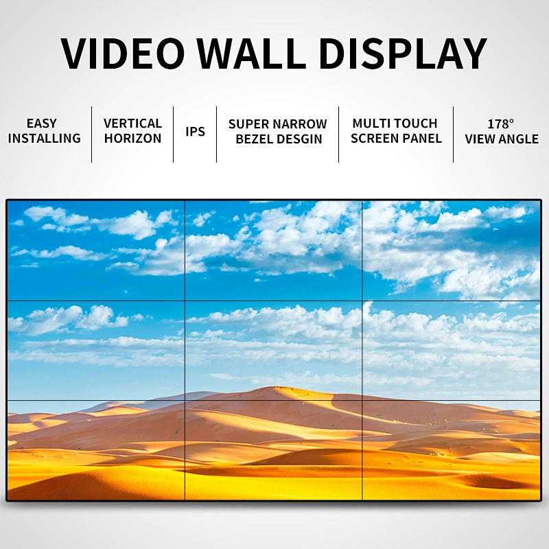 LCD LED wall mounted video panel wall  with 3x3 video wall controller