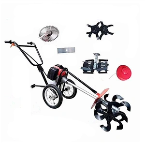 Portable operation Wheel Type Brush Cutter Gasoline Manual Grass Cutting Machine