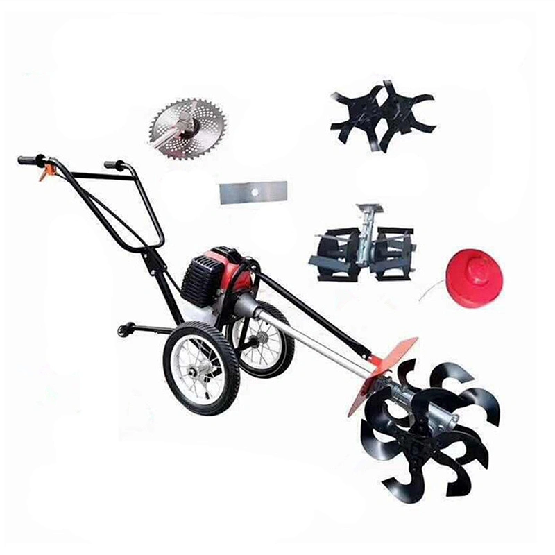 Portable operation Wheel Type Brush Cutter Gasoline Manual Grass Cutting Machine