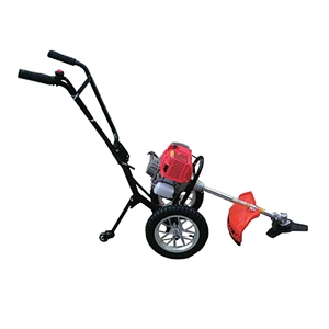 Portable operation Wheel Type Brush Cutter Gasoline Manual Grass Cutting Machine