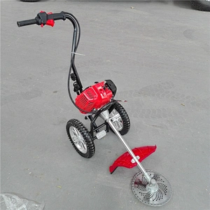 Portable operation Wheel Type Brush Cutter Gasoline Manual Grass Cutting Machine