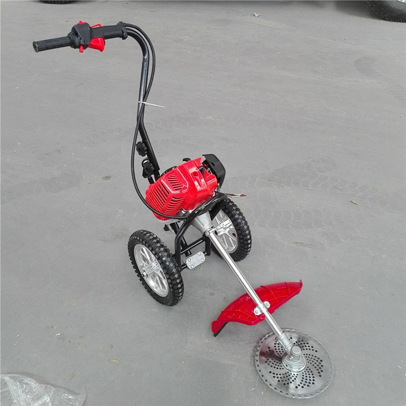 Portable operation Wheel Type Brush Cutter Gasoline Manual Grass Cutting Machine