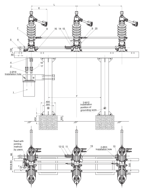 Product outline and installation size