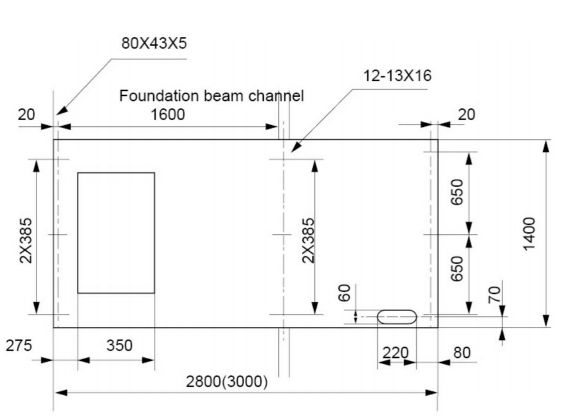 KYN61A-40.5 Switchgear used ZN85A-40.5 vacuum circuit breaker installation foundation figure and size of base plate hole