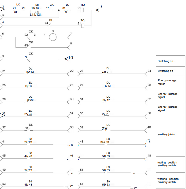 Schematic Diagram of ZN85A-40.5 Vacuum Circuit Breaker