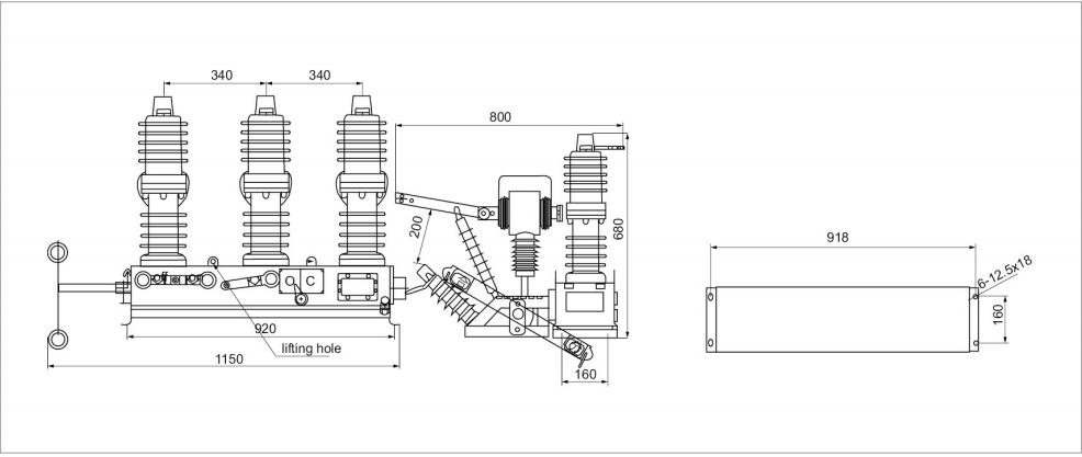 12kV Outline and installtation dimension drawing