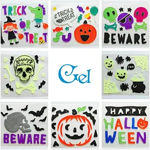 Halloween Gel Clings Holiday Decoration Windows Stickers Jelly Cling Removable TPR For Kids DIY