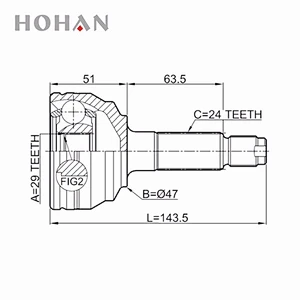 Auto Transmission Systems Drive Shaft Outer CV Joint 29x47x24 for DAIHATSU MATERIA