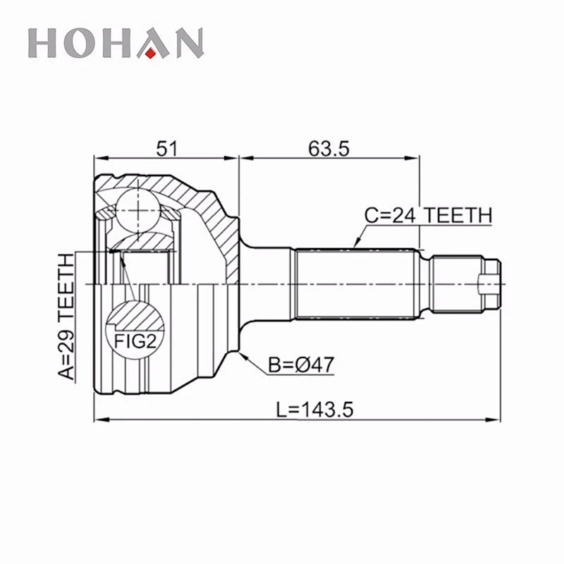 Auto Transmission Systems Drive Shaft Outer CV Joint 29x47x24 for DAIHATSU MATERIA