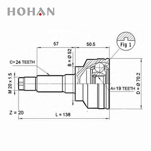 B00225500 ABS ready made outer cv joint for kia Pride Iran market