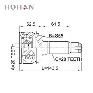 OUTER CV JOINT REAR 20X29.4X28 FOR HONDA 2007-2012 OEM: 42330-SXS-A01
