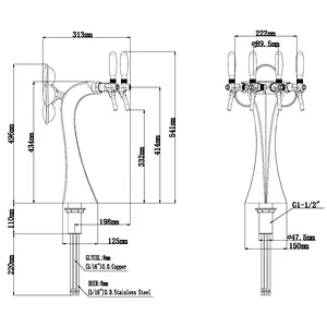 TALOS Brage Tap Tower Chrome 4-way Dispensing Tower Draft Beer Tower