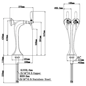 TALOS Cobra Tap Tower PVD 2-way Dispensing Tower Draft Beer Tower